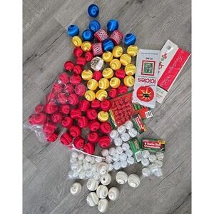 Vintage Joybright Satin Red Yellow Blue White Ball Christmas Ornaments Lot 100+